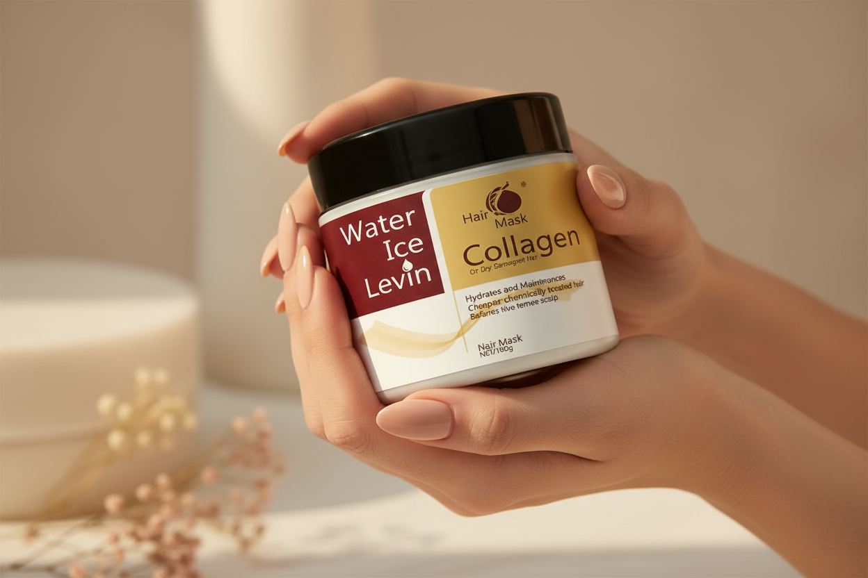 Mains élégantes tenant le masque capillaire