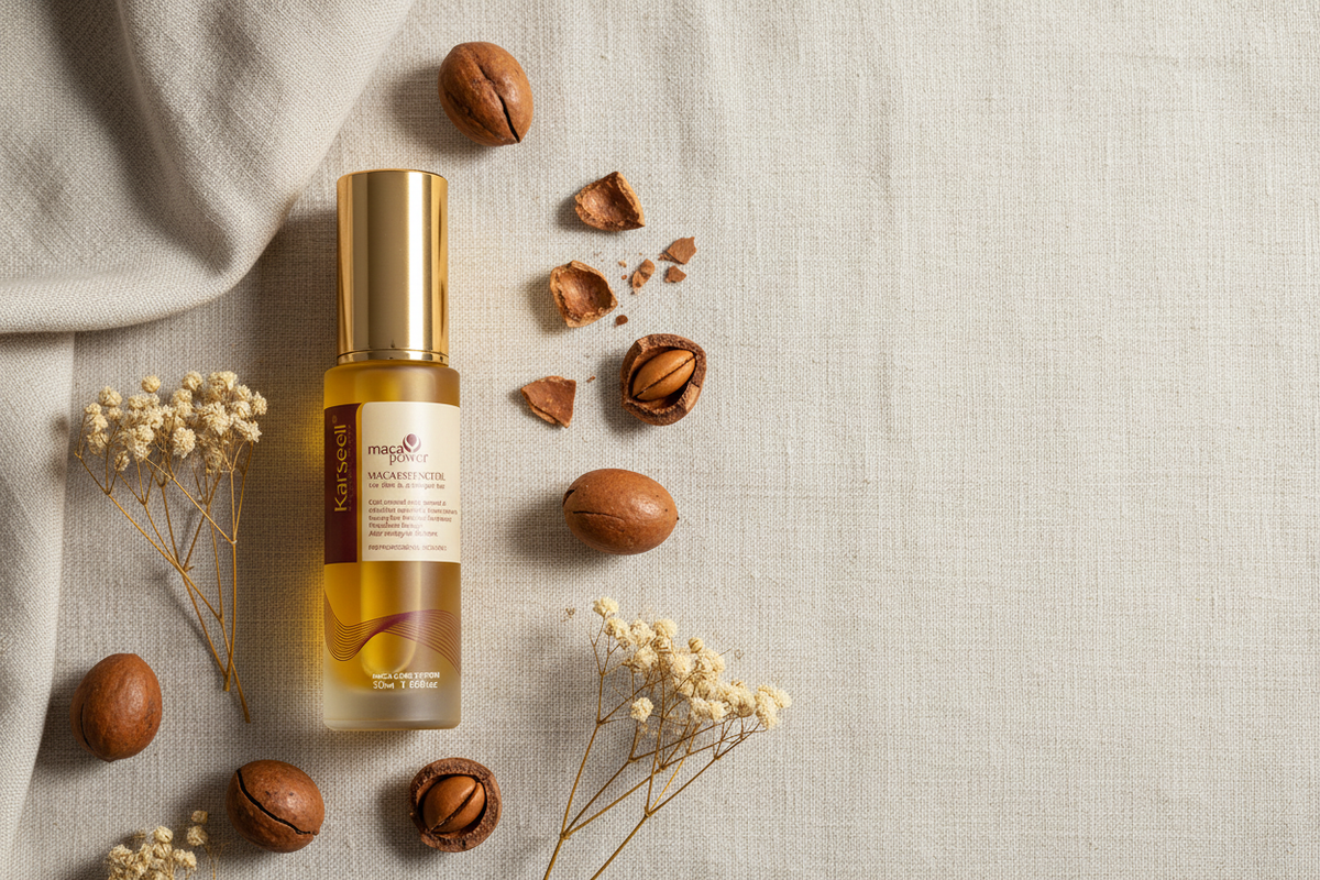 Flat lay huile d'argan sur lin